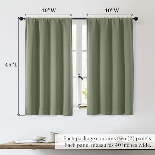Sally Sage Green Short Blackout Curtains — photo 5