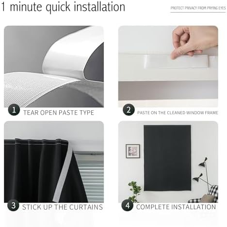 Black self adhesive window blackout curtain — photo 3