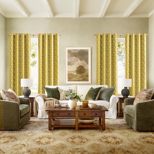 Mustard Yellow Magritte Printed Floral Curtains — photo 5