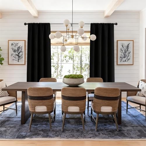 Black bedroom blackout curtains 52 by 84 in — photo 4