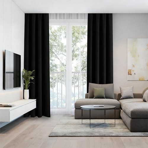Black bedroom blackout curtains 52 by 84 in — photo 5