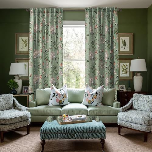 Vintage floral sage green blackout curtain 63 in — photo 5