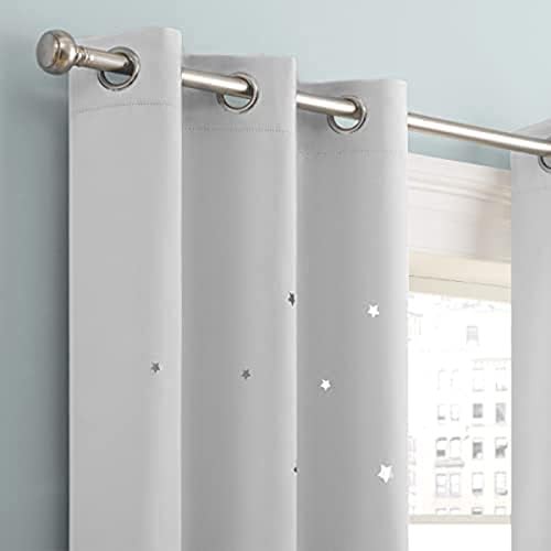 Silver White Star Laser Cut Room Darkening Curtains — photo 3