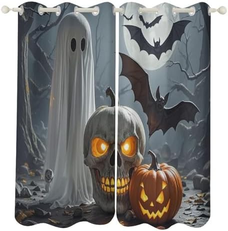 Pumpkin lantern ghost printed thermal drapes
