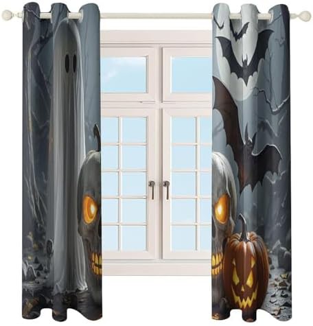 Pumpkin lantern ghost printed thermal drapes — photo 4