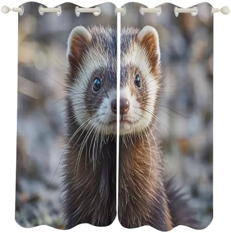 Hairy ferret printed thermal blackout drapes