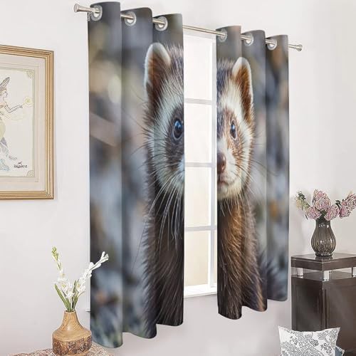 Hairy ferret printed thermal blackout drapes — photo 3