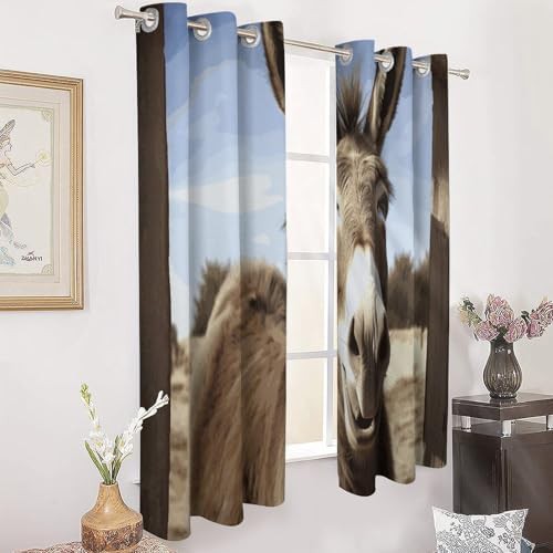 Funny donkey printed thermal window curtain — photo 3