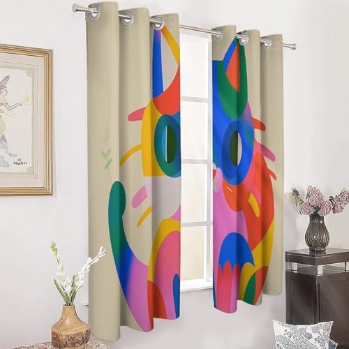 Colorful cats printed thermal window curtain — photo 3