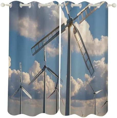 52"x72" Decorative Curtains Windmills Printed Blackout Curtains