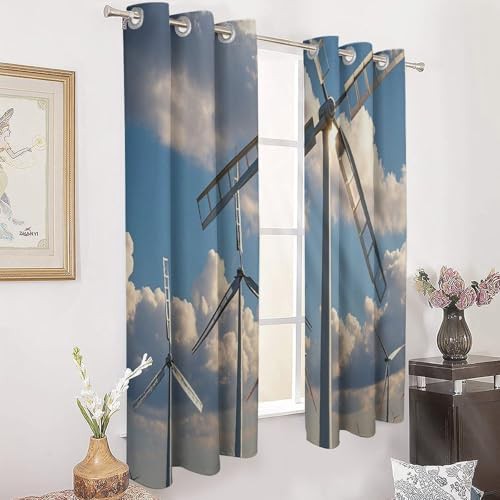 52"x72" Decorative Curtains Windmills Printed Blackout Curtains — photo 3