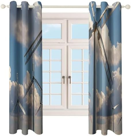 52"x72" Decorative Curtains Windmills Printed Blackout Curtains — photo 4