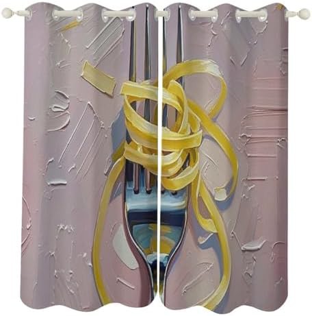 Interesting noodles printed window curtain