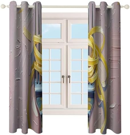 Interesting noodles printed window curtain — photo 4