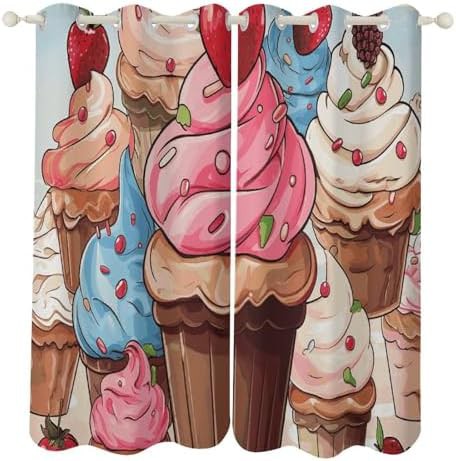 Cupcakes and ice cream printed window curtain