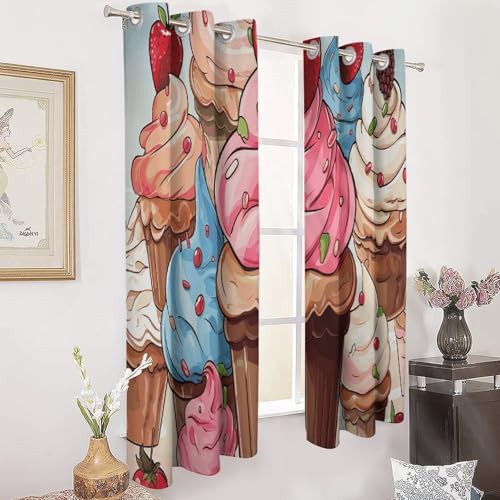 Cupcakes and ice cream printed window curtain — photo 3