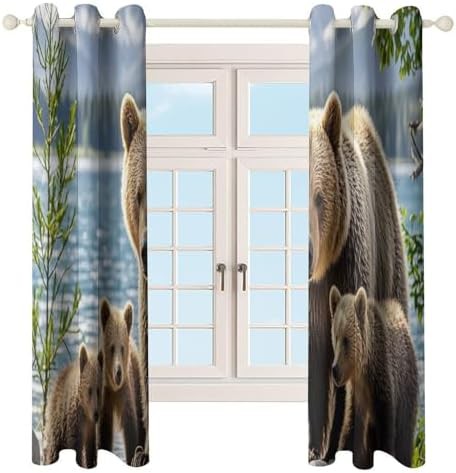 Mother bear and cubs printed thermal curtains — photo 4