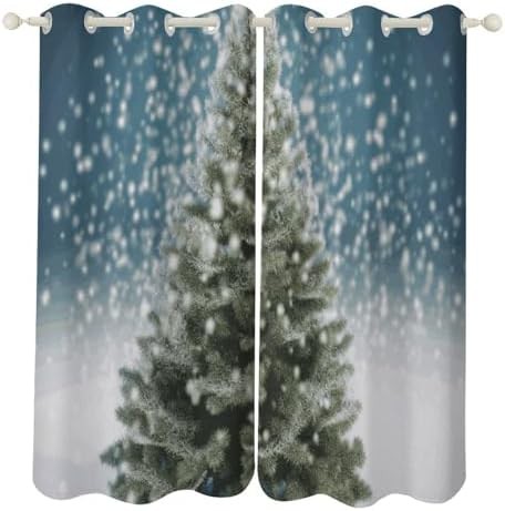 Merry christmas pine tree printed window curtain
