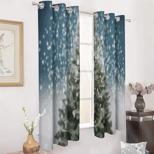 Merry christmas pine tree printed window curtain — photo 3
