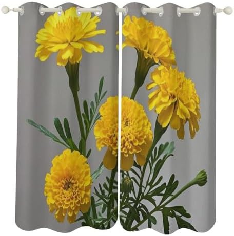 Marigold printed thermal curtains 72 in