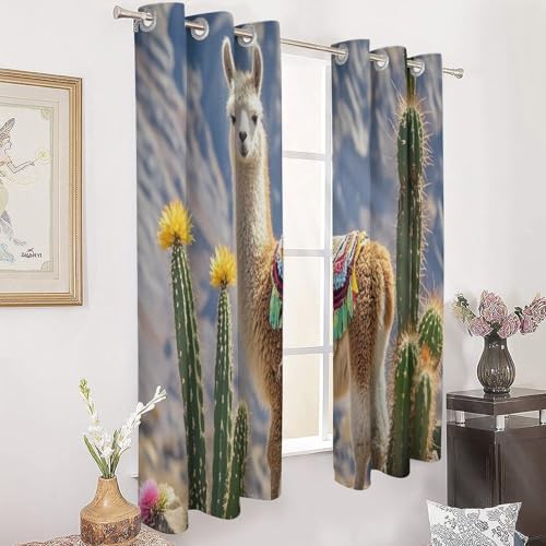 Llama cactus printed thermal curtains 72 in — photo 3