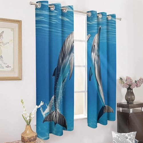 Two dolphins printed curtains 72 in — photo 3