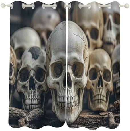 Skulls printed thermal blackout drapes 72 in