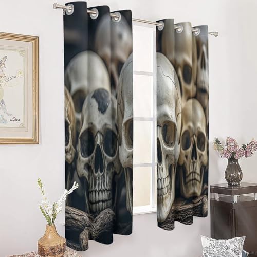 Skulls printed thermal blackout drapes 72 in — photo 3