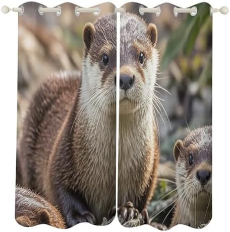 Cute brown otters thermal curtains 72 in