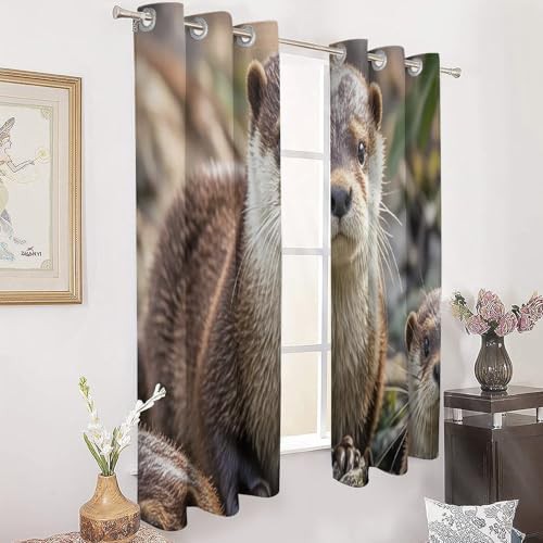Cute brown otters thermal curtains 72 in — photo 3