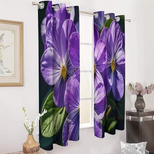 Violets in bloom printed blackout window curtain — photo 3