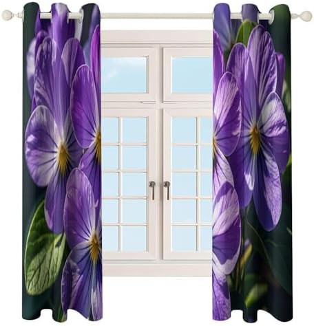 Violets in bloom printed blackout window curtain — photo 4