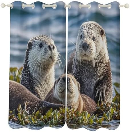 Sea otters printed thermal curtains 72 in