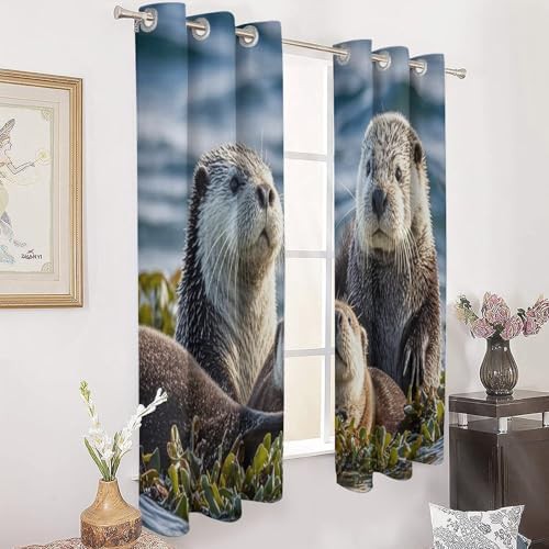 Sea otters printed thermal curtains 72 in — photo 3