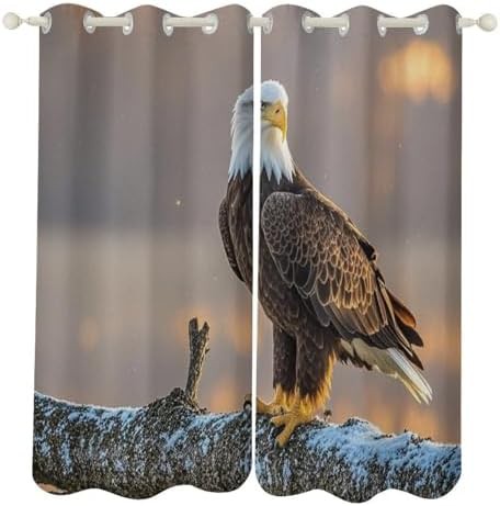 Golden sunset bald eagle curtains 72 in