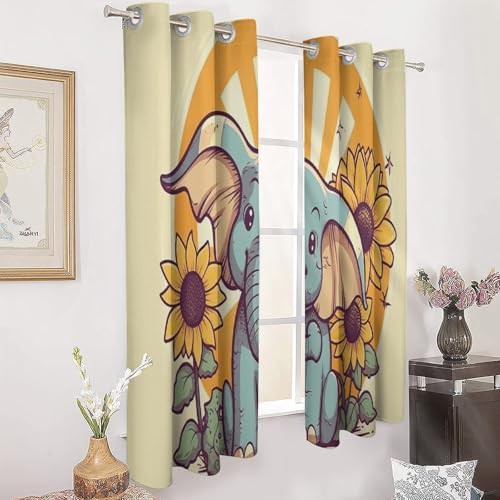 Cheery elephant printed thermal window curtain — photo 3