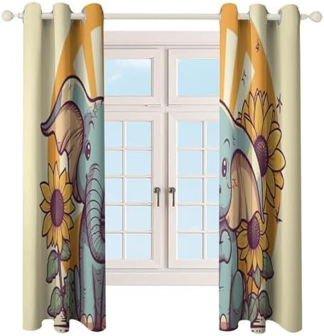 Cheery elephant printed thermal window curtain — photo 4