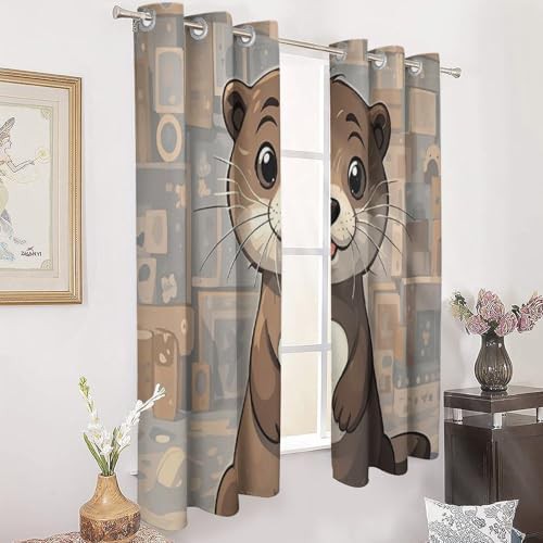 Cartoon cute otter printed thermal curtain — photo 3