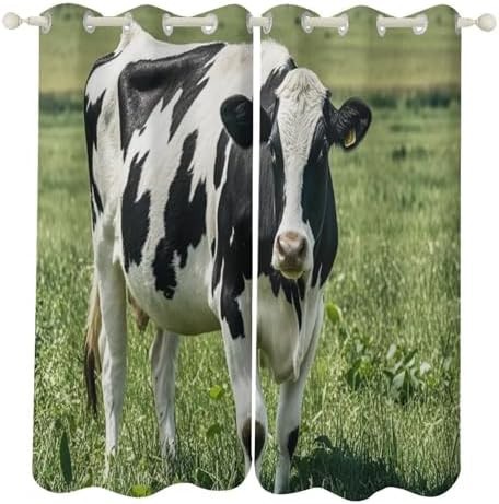 Cartoon milk cow printed curtains 72 in