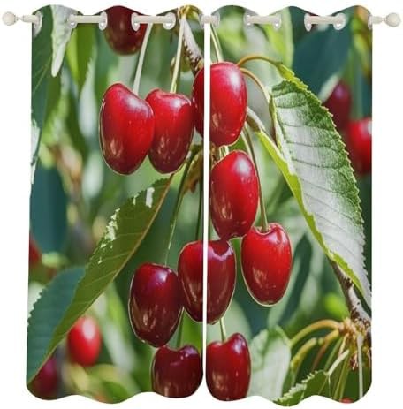 Cherry printed thermal blackout curtains 72 in