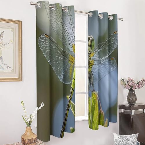 Jewel dragonfly printed window thermal blackout drapes — photo 3