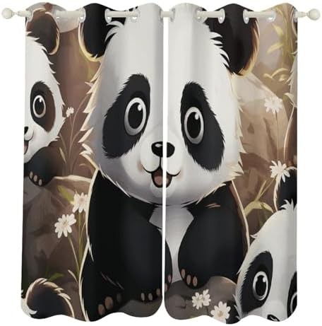 Panda animal printed total blackout curtain