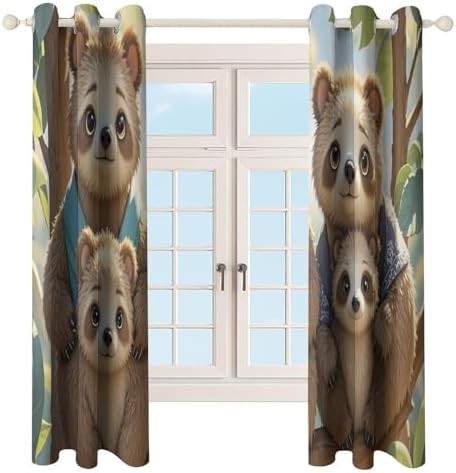 Sloth family printed window thermal blackout drapes — photo 4