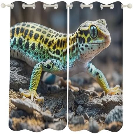 Leopard little gecko printed window blackout curtains