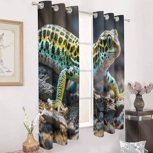 Leopard little gecko printed window blackout curtains — photo 3