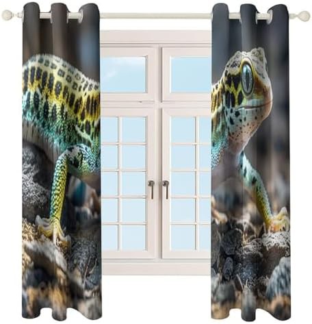 Leopard little gecko printed window blackout curtains — photo 4