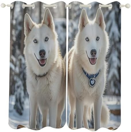 Husky dogs pattern window blackout curtains