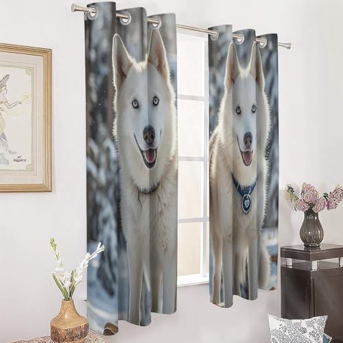 Husky dogs pattern window blackout curtains — photo 3