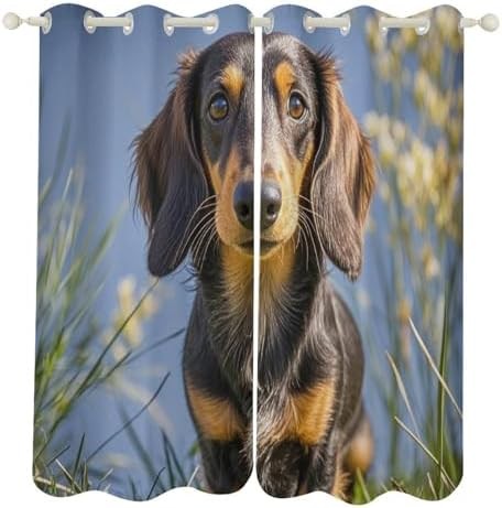 Dachshund dog print thermal blackout curtains
