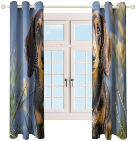 Dachshund dog print thermal blackout curtains — photo 4